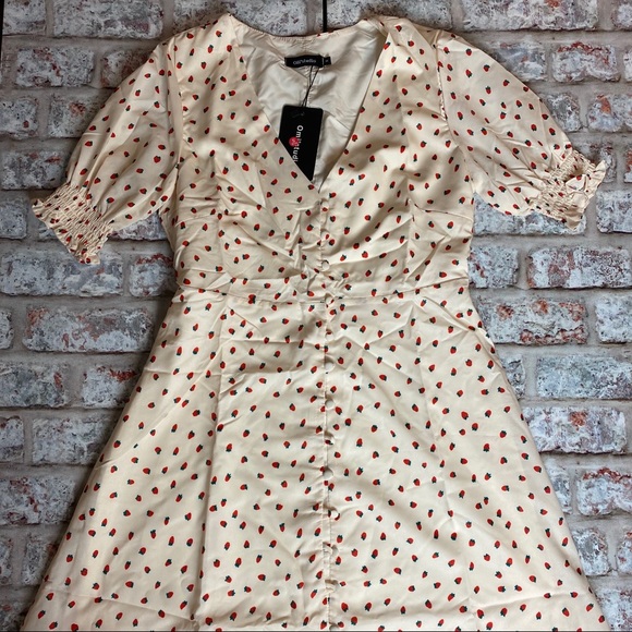 Strawberry Button Front Dress Size S - Picture 3 of 4